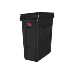Rubbermaid Vented Slim Jim Resin Trash Can, 16 Gallon, Black (1955959)