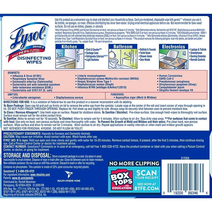 Lysol Disinfecting Wipes, Crisp Linen, 80 Wipes/Pack (1920089346) - Image 5