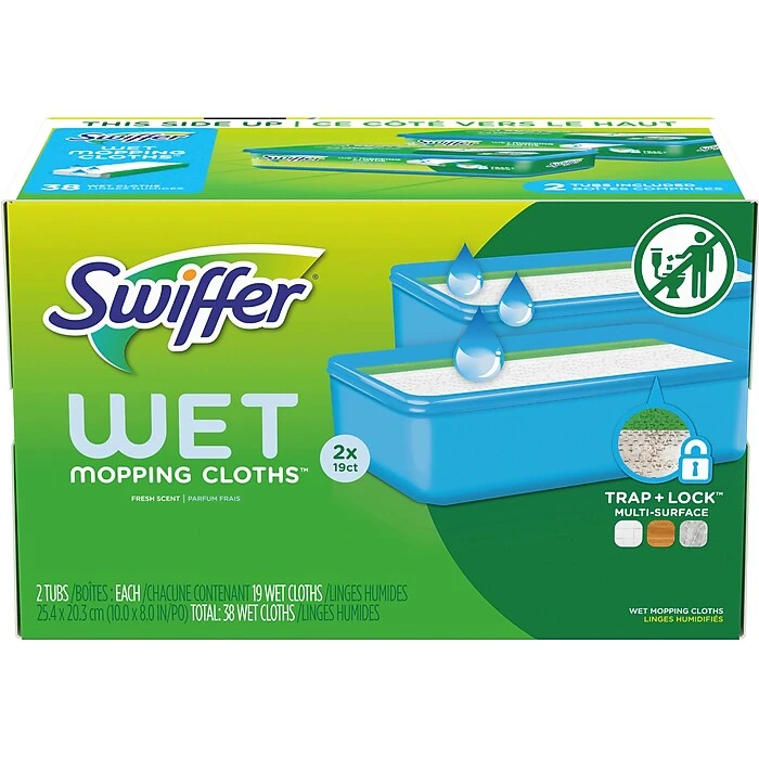 Swiffer Sweeper TRAP + LOCK Wet Mop Cloth, Open Window Fresh, 38/Pack (00742)
