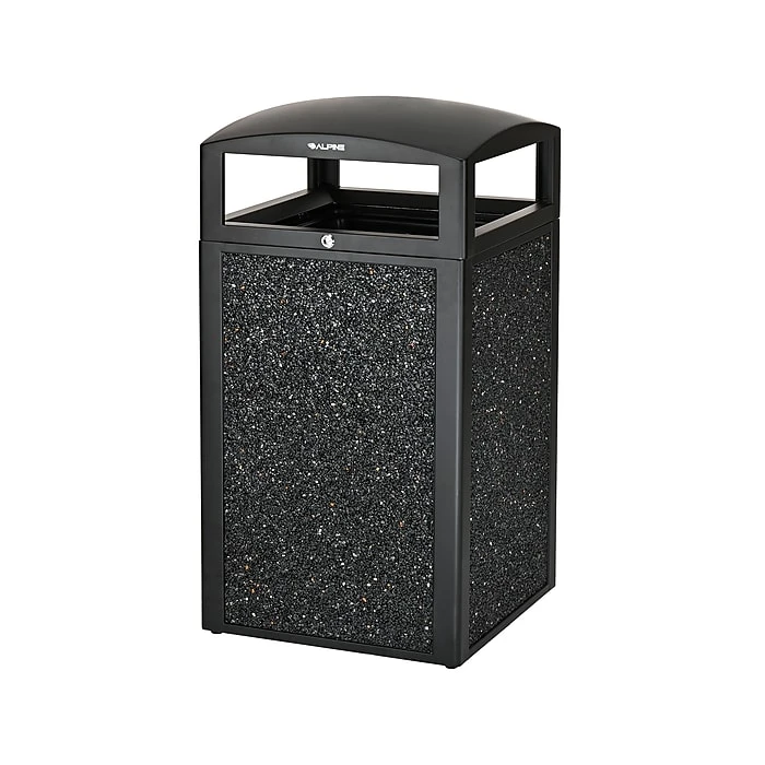 Alpine Steel Outdoor Trash Can With Dome Lid, 40-Gallon, Gray Stone (471-40-GRYS)