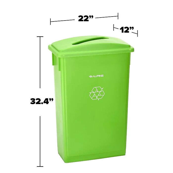Alpine Industries Lime Green Recycling Bin With Paper Slot Lid, 3-Pack (4778-4-LGRN-3) - Image 7