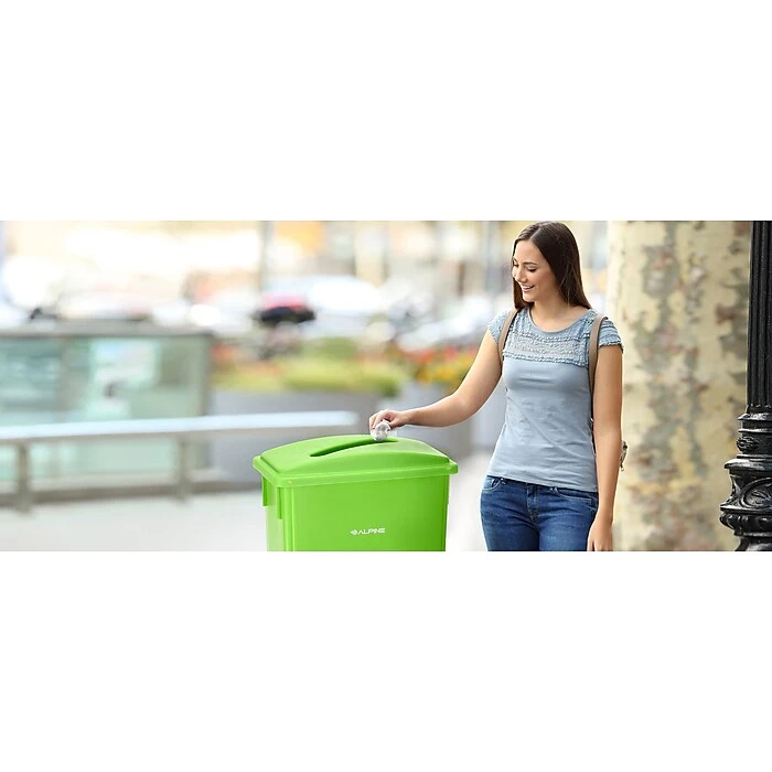 Alpine Industries Lime Green Recycling Bin With Paper Slot Lid, 3-Pack (4778-4-LGRN-3) - Image 3