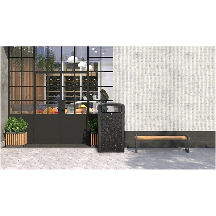 Alpine Steel Outdoor Trash Can With Dome Lid, 40-Gallon, Gray Stone (471-40-GRYS) - Image 6