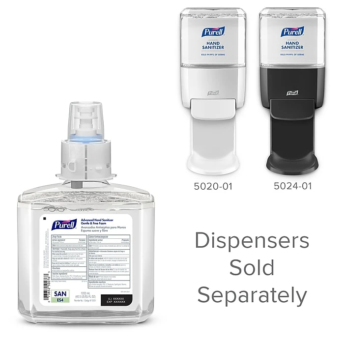 PURELL Advanced Hand Sanitizer Gentle & Free Foam Refill For PURELL ES4 Manual Hand Sanitizer Dispenser, 1200 ML, 2/CT (5051-02) - Image 8