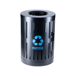 Commercial Zone Parkview DualCoat Metal/Plastic Recycling Container, 34-Gallon, Black/Blue (72884499)