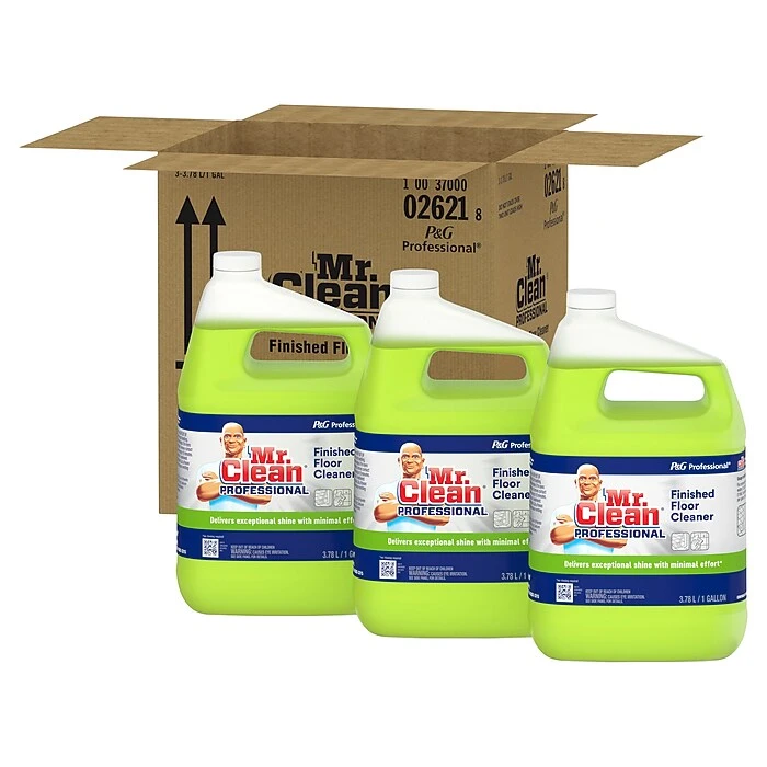 Mr. Clean Professional Liquid Concentrate Finished Floor Cleaner, Lemon Scent, 1 Gallon, 3/Carton (02621)