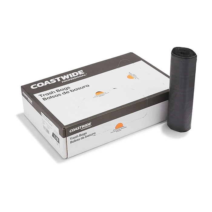 Coastwide Professional™ 50-56 Gal. Trash Bags, High Density, 16 Mic., Black, 25 Bags/Roll, 8 Rolls (CW57392)