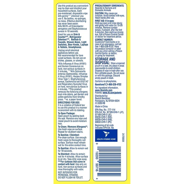 Lysol Disinfecting Wipes, Lemon & Lime Blossom Scent, 80 Wipes/Flat Pack (1920099716) - Image 6