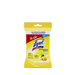 Lysol Disinfecting Wipes To Go, Lemon & Lime Blossom, 15 Wipes/Pack (1920099717)