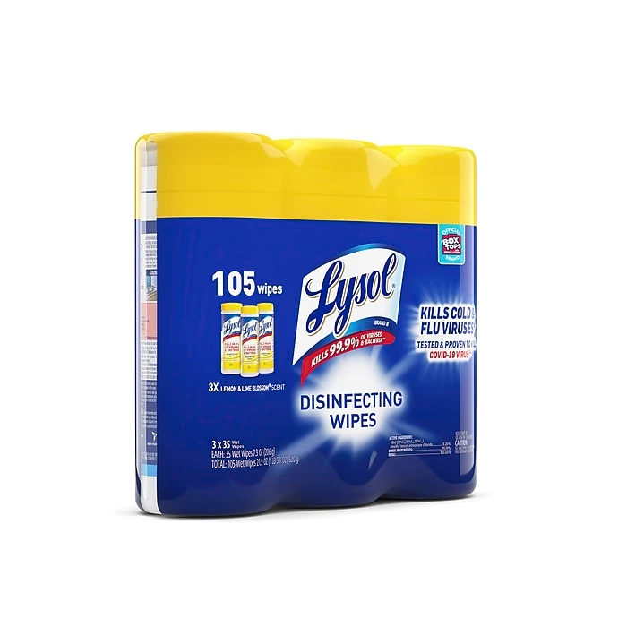 Lysol Disinfecting Wipes, Lemon And Lime Blossom, 35 Wipes/Canister, 3 Canisters/Pack (1920082159) - Image 2