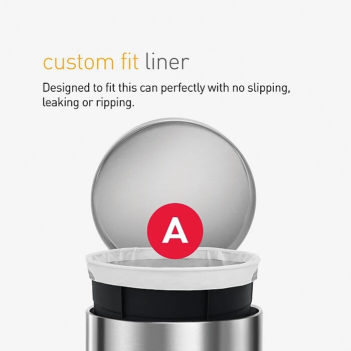 Simplehuman Code A 1.2-Gallon Custom Fit Drawstring Trash Bag Liner, White, 90 Liners/Carton, 4/Carton (CW0250) - Image 4