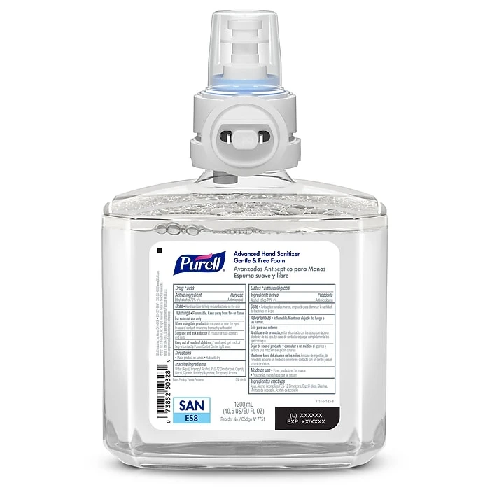 PURELL Advanced Hand Sanitizer Gentle & Free Foam Refill For PURELL ES8 Automatic Dispenser, 1200 ML, 2/Carton (7751-02) - Image 2