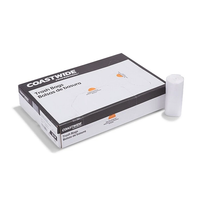 Coastwide Professional™ 7-10 Gal. Trash Bags, High Density, 8 Mic, Natural, 50 Bags/Roll, 20 Rolls (CW25412)