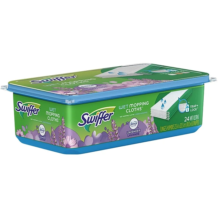 Swiffer Sweeper TRAP + LOCK Wet Mop Cloth, Lavender, 24/Pack (15846)