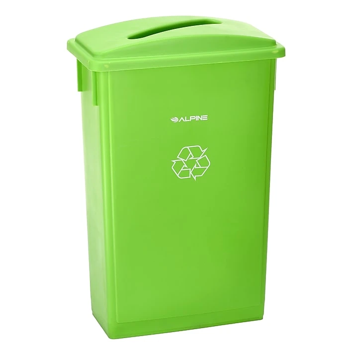 Alpine Industries Lime Green Recycling Bin With Paper Slot Lid, 3-Pack (4778-4-LGRN-3)