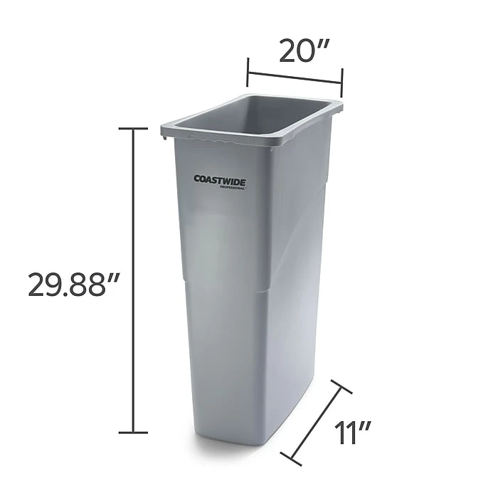 Coastwide Professional™ Slim Plastic Trash Can With No Lid, Gray, 23 Gal. (CW50717) - Image 3