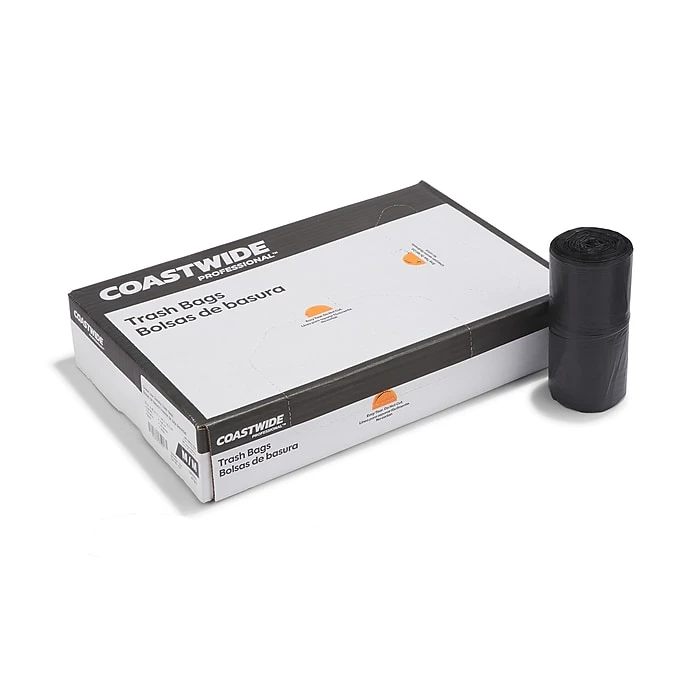 Coastwide Professional™ AccuFit 23 Gal. Trash Bags, Low Density, 0.9 Mil, Black, 25 Bags/Roll, 8 Rolls (CW22932)