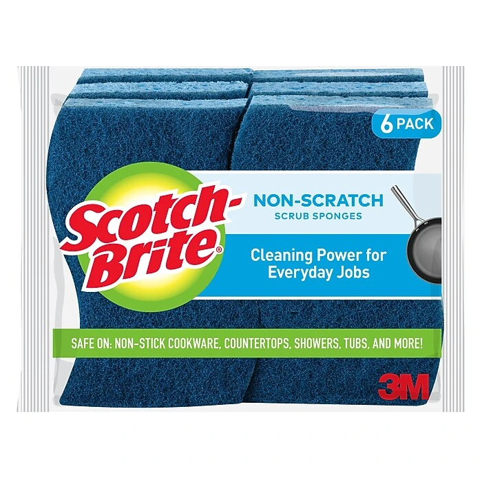 Scotch-Brite® Non-Scratch Scrub Sponge, Blue, 6/Pack (526-5) - Image 2