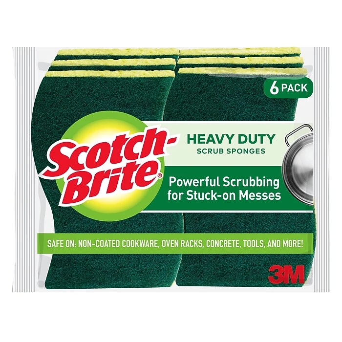 Scotch-Brite® Heavy Duty Scrub Sponges, Green/Yellow, 6/Pack (426) - Image 2