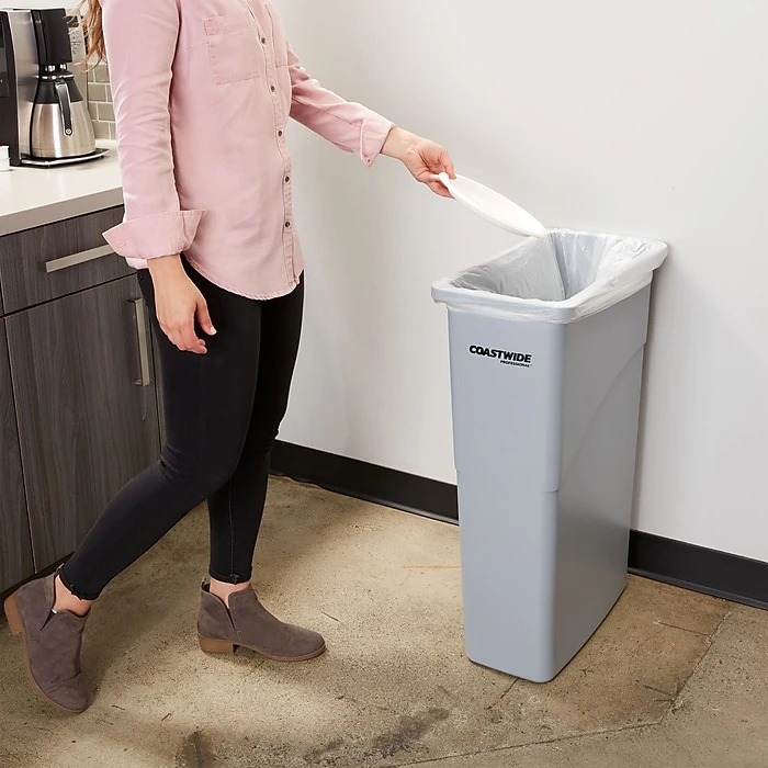 Coastwide Professional™ Slim Plastic Trash Can With No Lid, Gray, 23 Gal. (CW50717) - Image 4