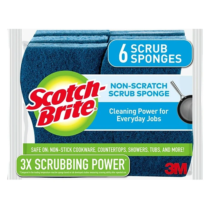 Scotch-Brite® Non-Scratch Scrub Sponge, Blue, 6/Pack (526-5) - Image 3