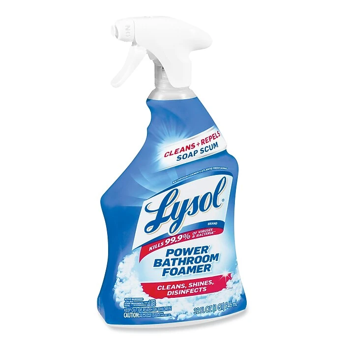LYSOL Brand Disinfectant Power Bathroom Foamer, Liquid, Atlantic Fresh, 32 Oz. Spray Bottle - Image 2
