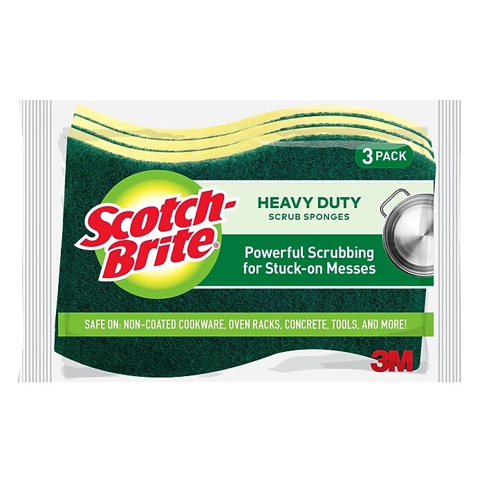 Scotch-Brite® Heavy Duty Scrub Sponge, Green/Yellow, 3/Pack (HD-3) - Image 2