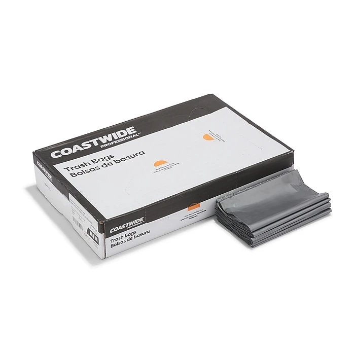Coastwide Professional™ 30-33 Gal. Trash Bags, Low Density, 1.5 Mil, Silver, 100/Carton (CW18186)