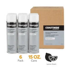 Coastwide Professional™ Stainless Steel Cleaner And Polish, Lemon Scent, 15 Oz., 6/Carton (CW58497-A)