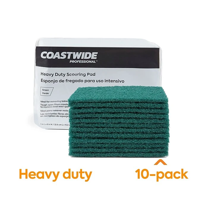 Coastwide Professional™ Heavy Duty Scouring Pad, Green, 12/Pack (CW56790) - Image 2
