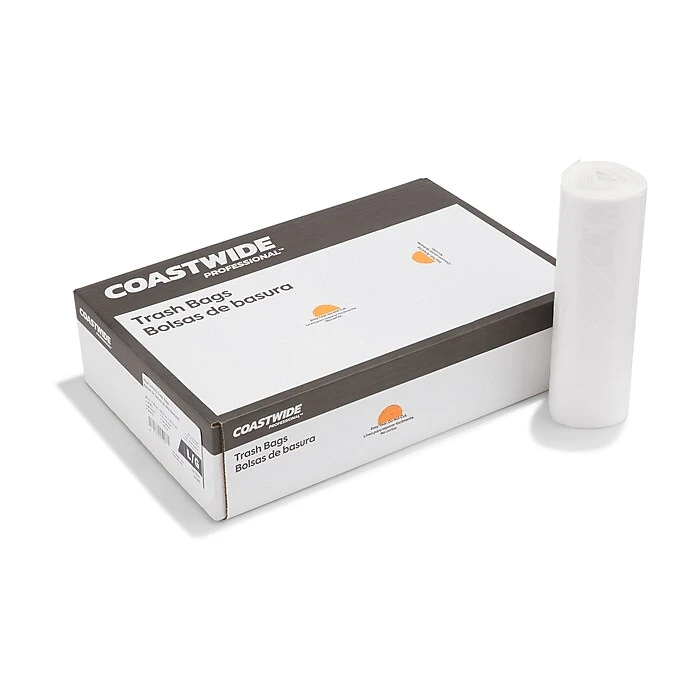 Coastwide Professional™ 50-56 Gal. Trash Bags, High Density, 22 Mic., Natural, 25 Bags/Roll, 6 Rolls (CW19244)