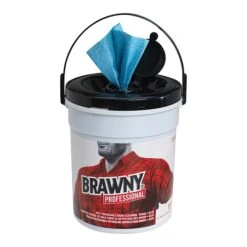 Brawny Industrial® Wet Hand Towels, 12 1/5" X 8 3/5", 1-Ply, Blue, 84/Pail, 6/Carton