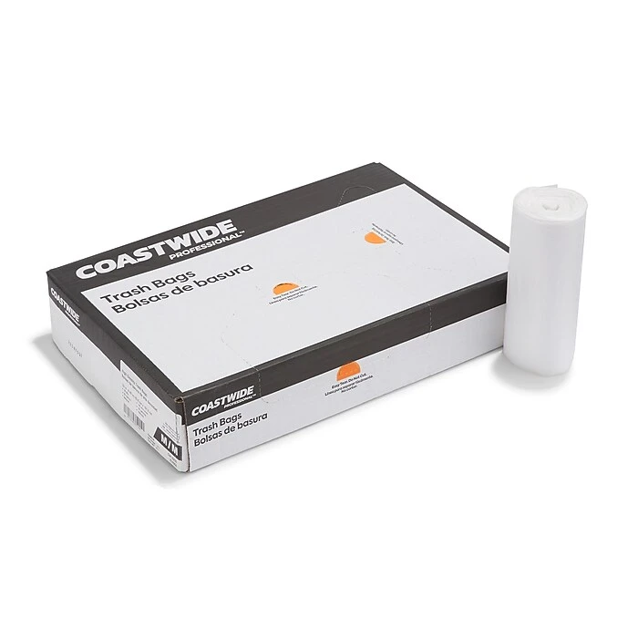 Coastwide Professional™ 30-33 Gal. Trash Bags, High Density, 16 Mic., Natural, 25 Bags/Roll, 10 Rolls (CW18200)