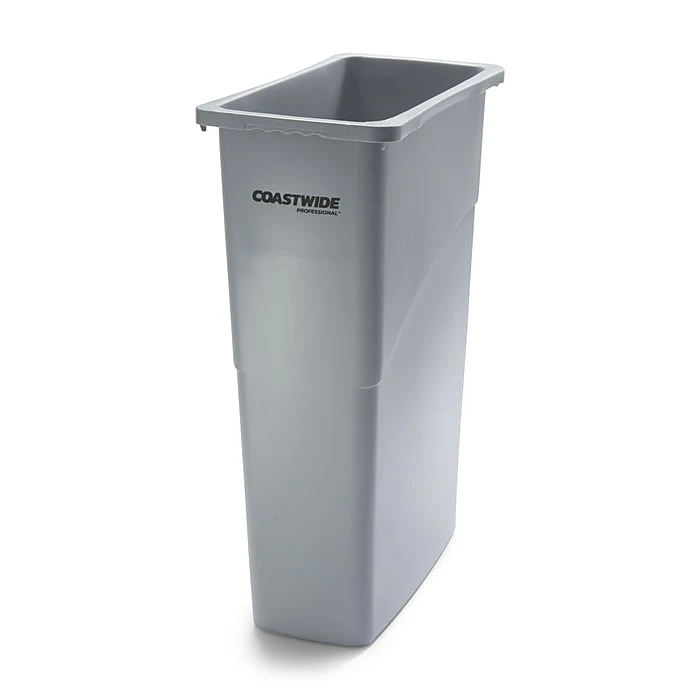 Coastwide Professional™ Slim Plastic Trash Can With No Lid, Gray, 23 Gal. (CW50717)