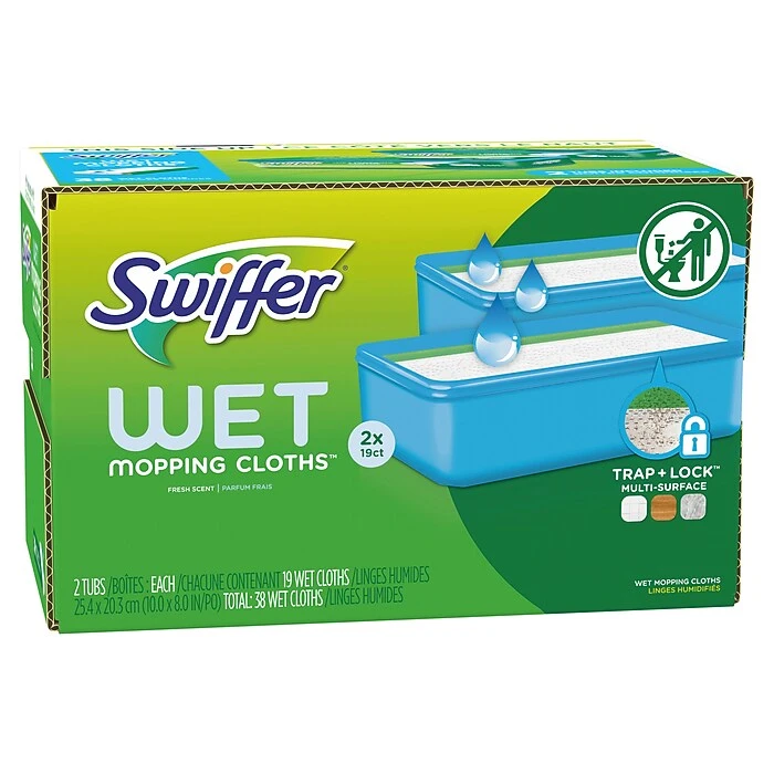 Swiffer Sweeper TRAP + LOCK Wet Mop Cloth, Open Window Fresh, 38/Pack (00742) - Image 2