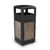 Commercial Zone Products® 42gal Square StoneTec® Trash Can With Dome Lid, Black With Riverstone Panels (72045299)