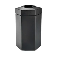 Commercial Zone Products PolyTec Series 50 Gallon Hex Trash Can, Black (737501)