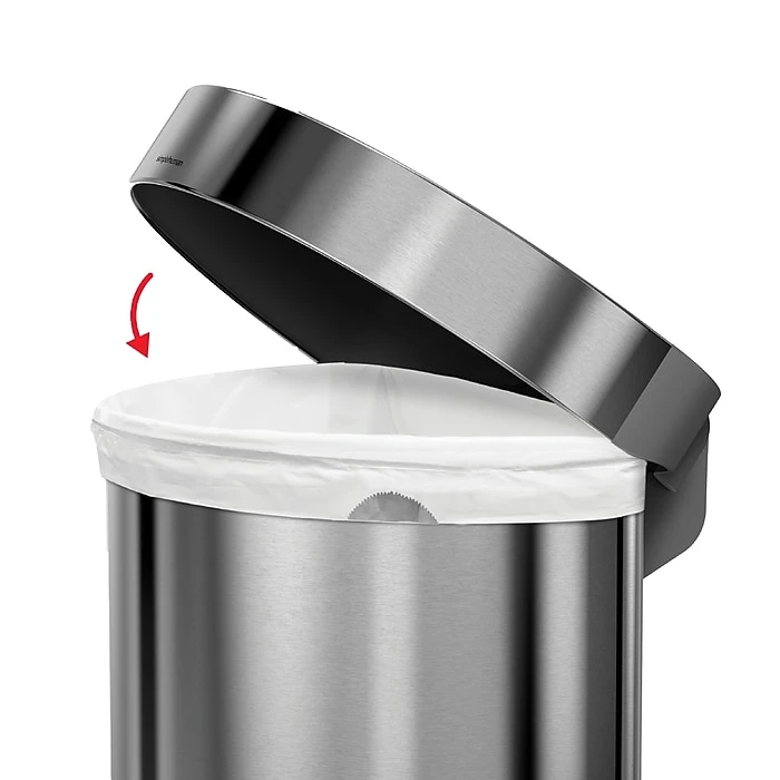 Simplehuman Semi-Round Sensor Trash Can With Liner Pocket, Brushed Stainless Steel, 12 Gallon (ST2009) - Image 3