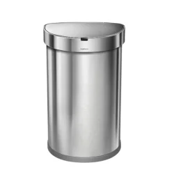 Simplehuman Semi-Round Sensor Trash Can With Liner Pocket, Brushed Stainless Steel, 12 Gallon (ST2009)