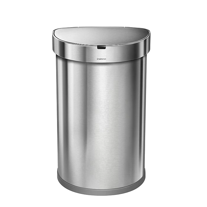 Simplehuman Semi-Round Sensor Trash Can With Liner Pocket, Brushed Stainless Steel, 12 Gallon (ST2009)