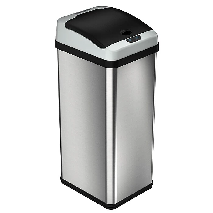 ITouchless Stainless Steel Sensor Trash Can Platinum Edition With AbsorbX Odor Control System, 13 Gal., Silver (IT13RX)