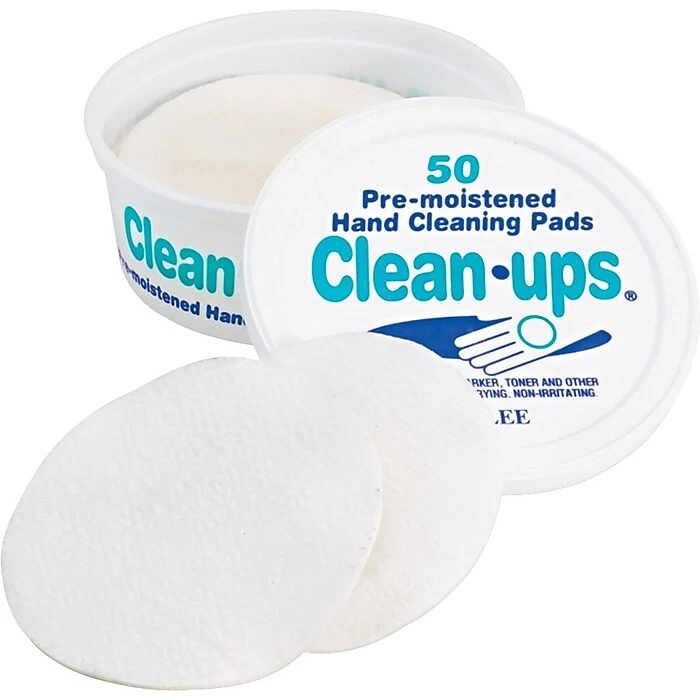 Lee Clean-Ups 3"Dia. Moistened Cleaning Pads, White, 60/Pack (10145) - Image 2