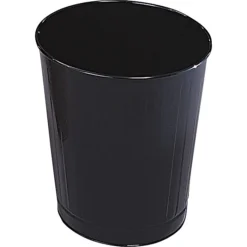 Rubbermaid® Fire-Safe Steel Round Wastebasket, 6 1/2 Gal, Black, 14 1/2"H X 13 1/2" Dia (FGWB26BK)