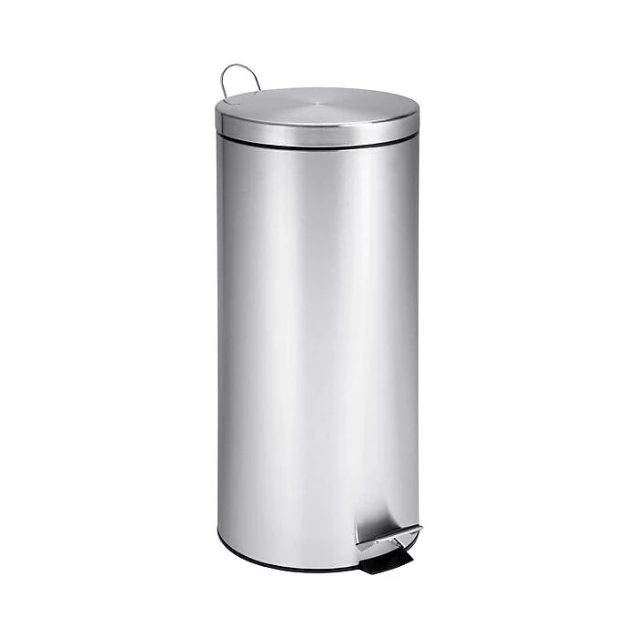 Honey-Can-Do Stainless Steel Round Step Trash Can With Lid, Silver, 7.92 Gallon (TRS-02110)