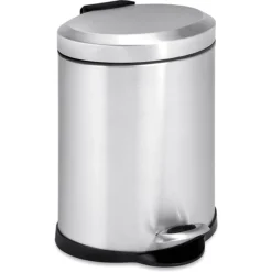Honey-Can-Do Stainless Steel Oval Step Trash Can With Lid, Silver, 1.32 Gallon (TRS-01448)