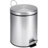 Honey-Can-Do Stainless Steel Round Step Trash Can With Lid, Silver, 1.32 Gallon (TRS-01449)
