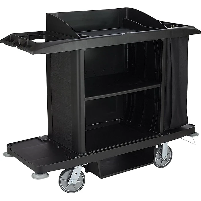 Rubbermaid® Plastic Full Size Housekeeping Cart, Black (FG618900BLA)