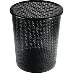 Urban Collection Punched Metal Wastebin, 595.82 Ml, Steel, Black Satin, 9"dia