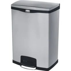 Rubbermaid Commercial Slim Jim Metal End Step Trash Can, 24 Gallon, Black