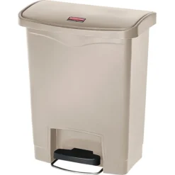 Rubbermaid® Slim Jim Resin Front Step-On Trash Can, 8 Gallons, Beige (1883456)